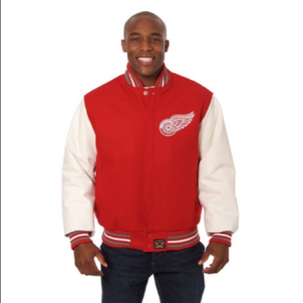 Authentic Detroit Red Wings Wool Leather Jacket